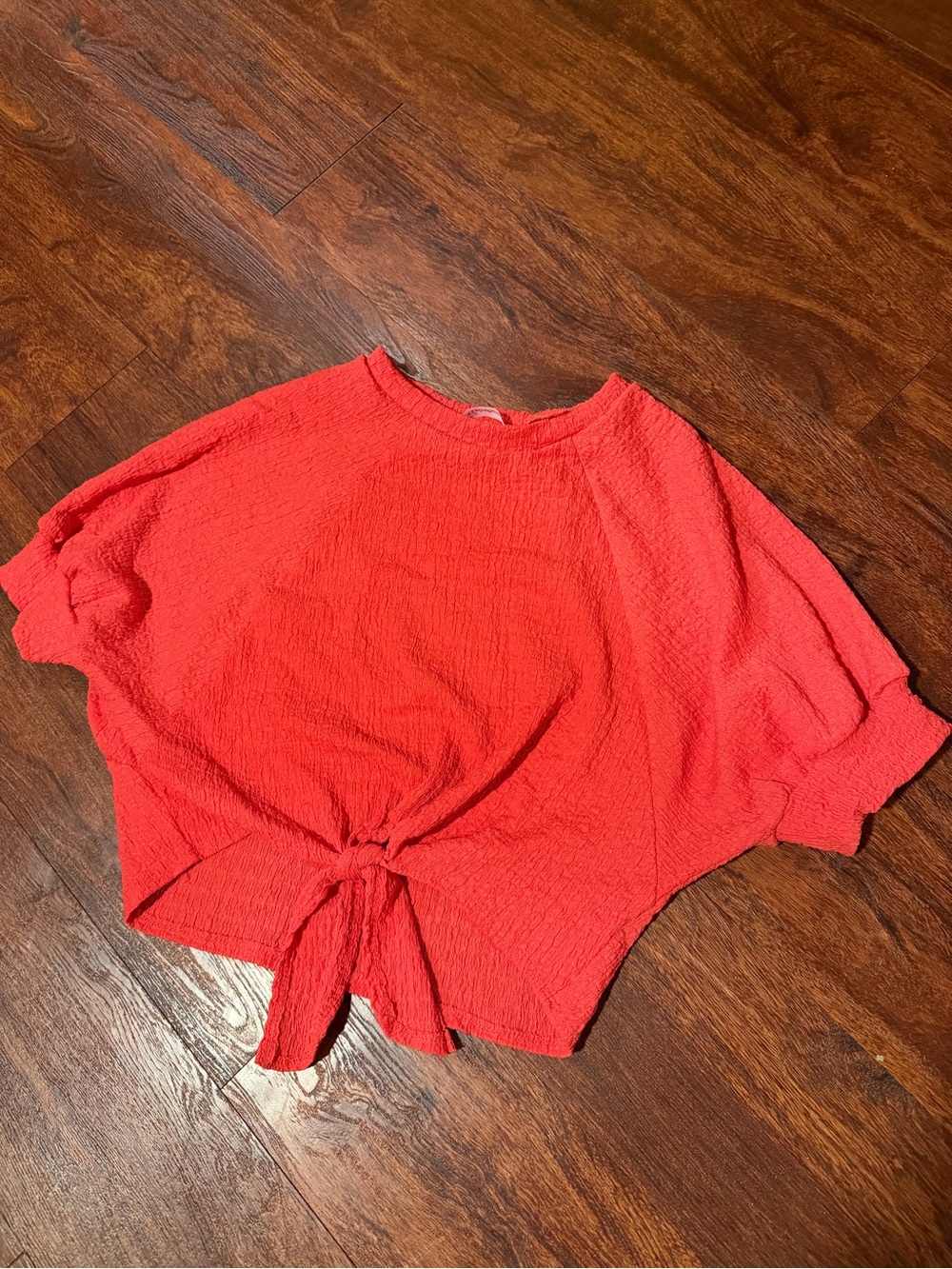 Rainbow Coral Tie-Front Cropped Top